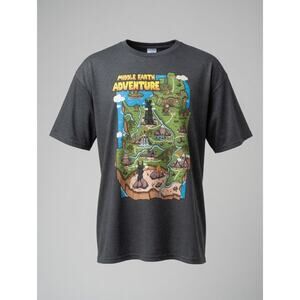 Delta Pro Weight Brand | Middle Earth Adventure Map Design Graphic T-Shirt | XL
